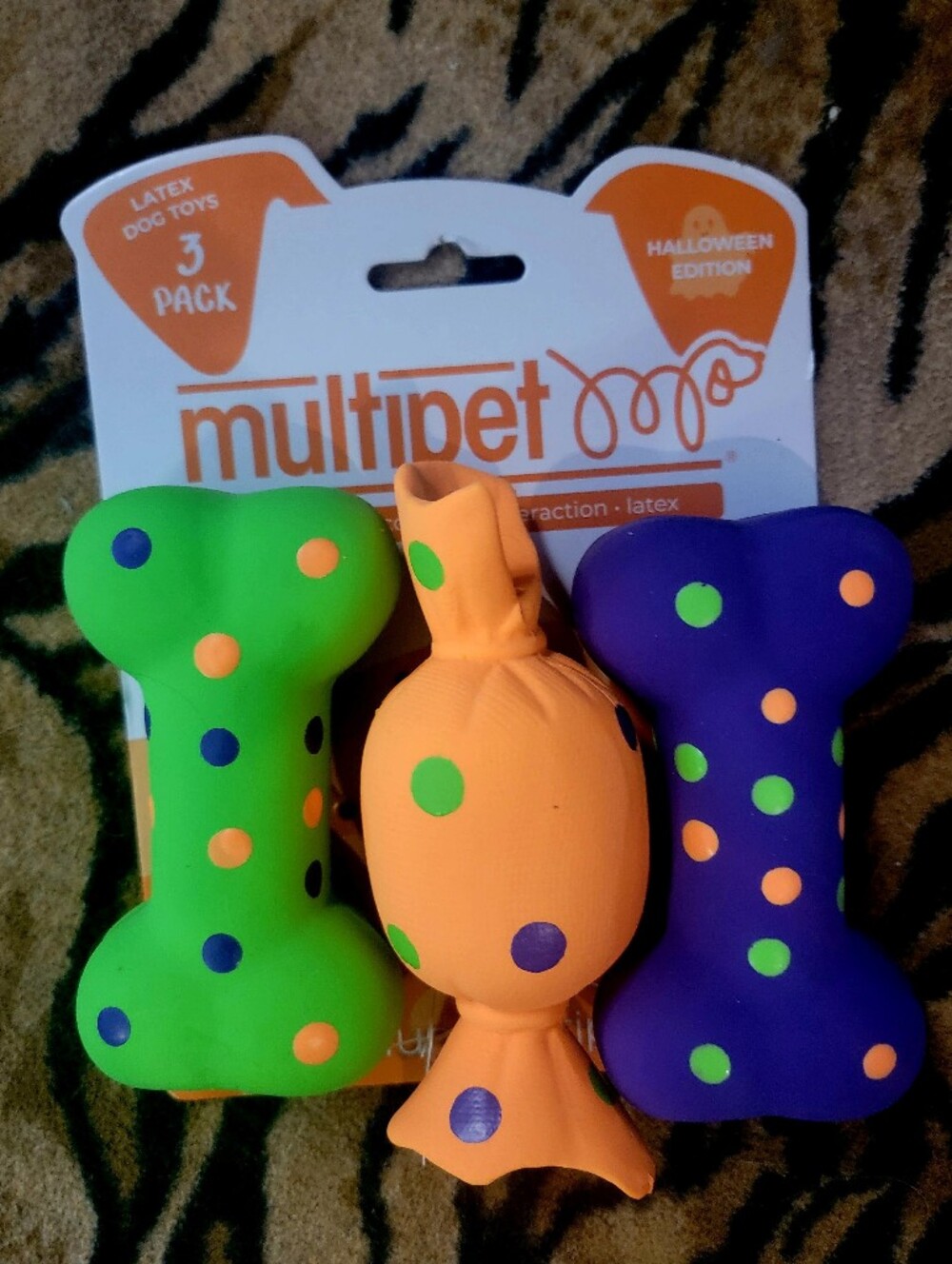 Multipet Dog Latex Toy Candy Halloween Xs Mini 3 Pack Ea.